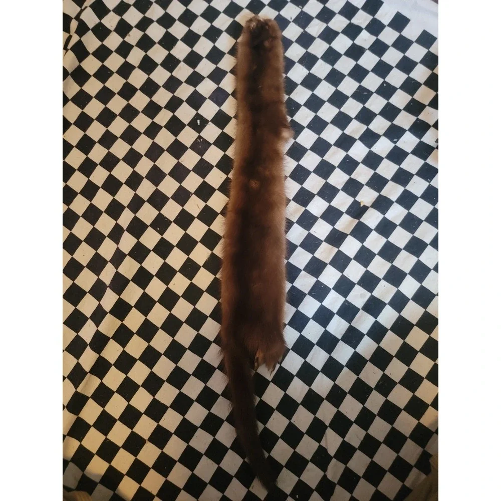 Vintage‎ Real Fur Pelt Stole Mink Brown Taxidermy Craft Costume Prop